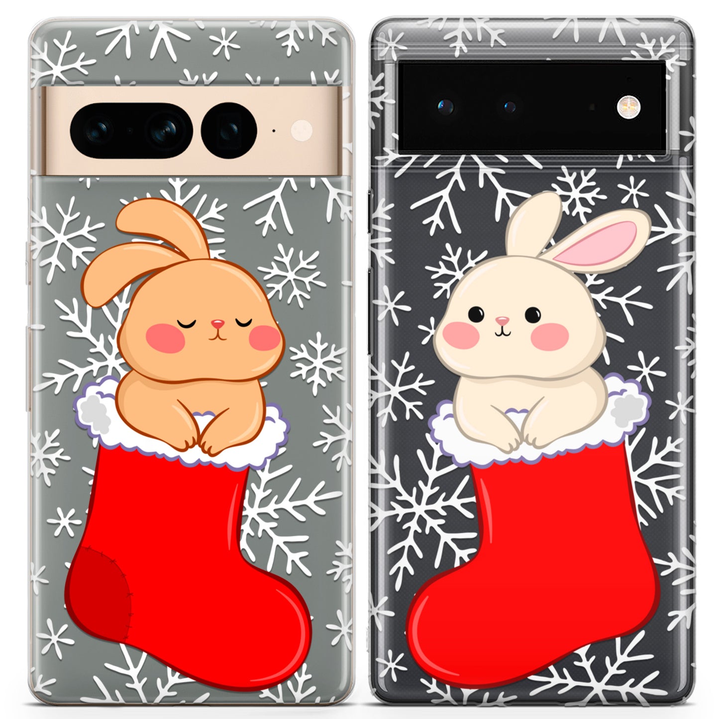 Cavka iPhone Couple Cases Bunnies in Red Socks