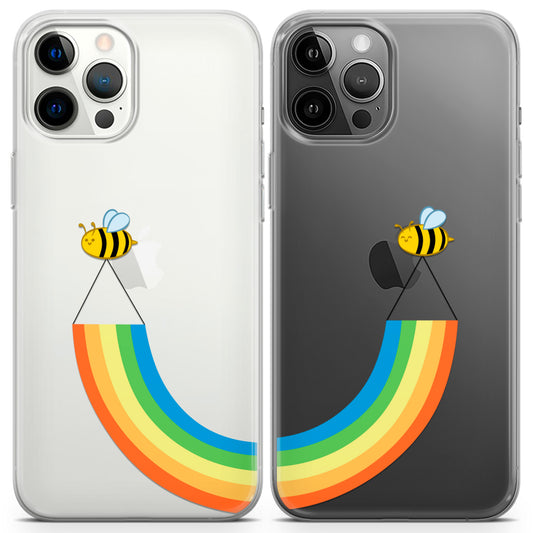 Cavka iPhone Couple Cases Rainbow Bees