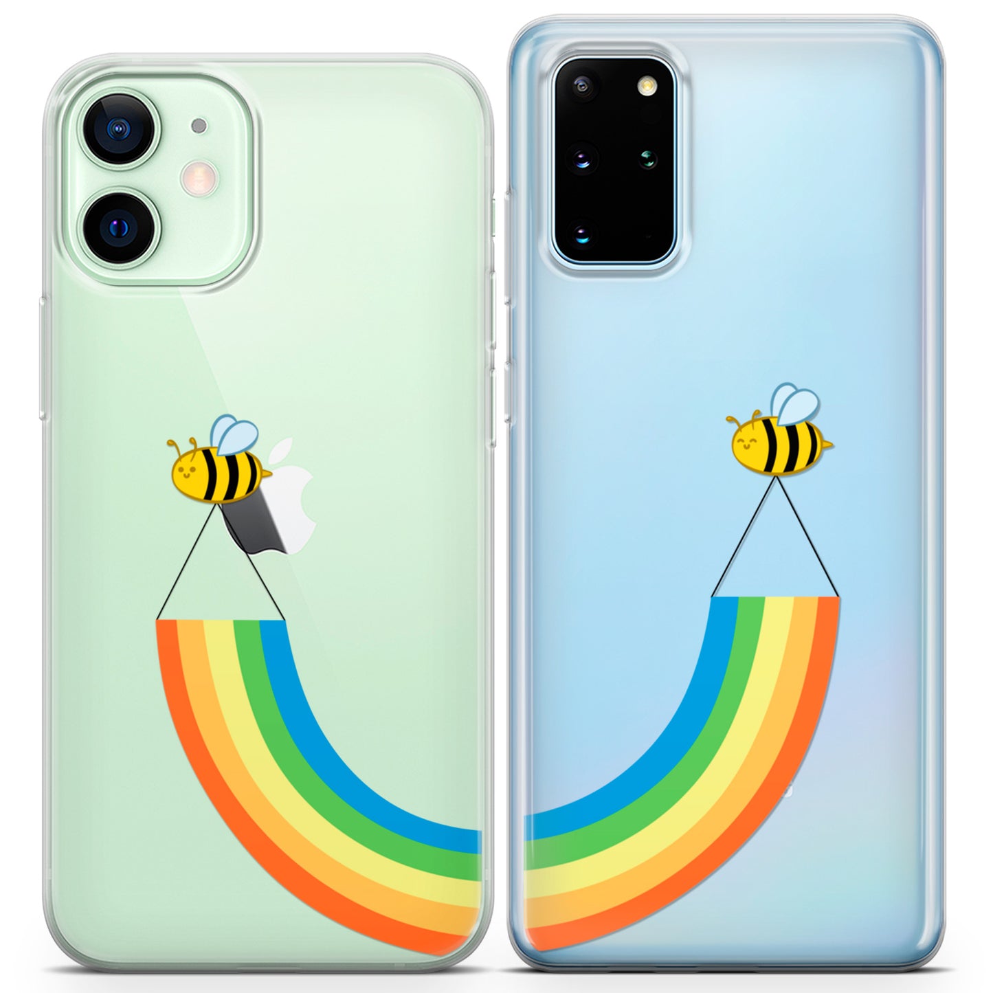 Cavka iPhone Couple Cases Rainbow Bees