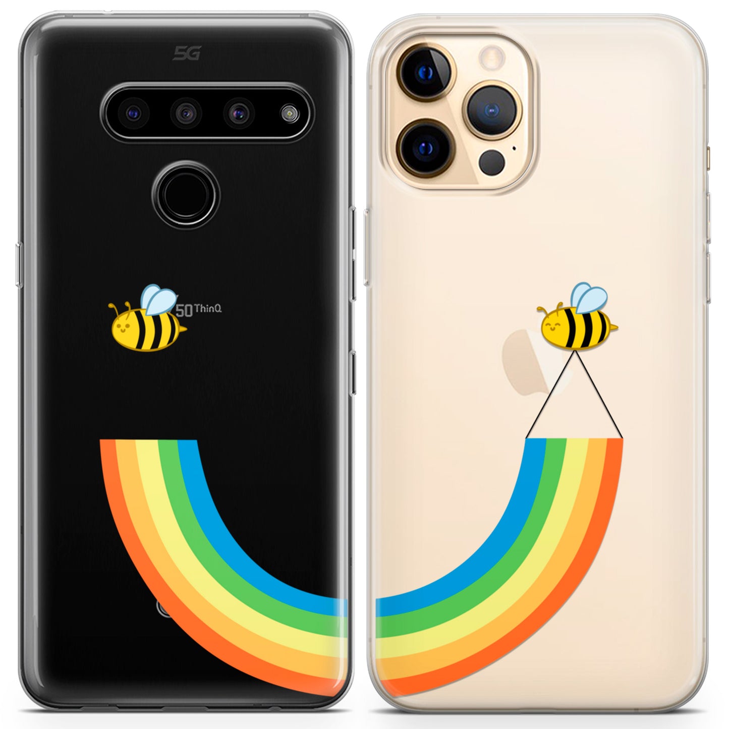 Cavka iPhone Couple Cases Rainbow Bees