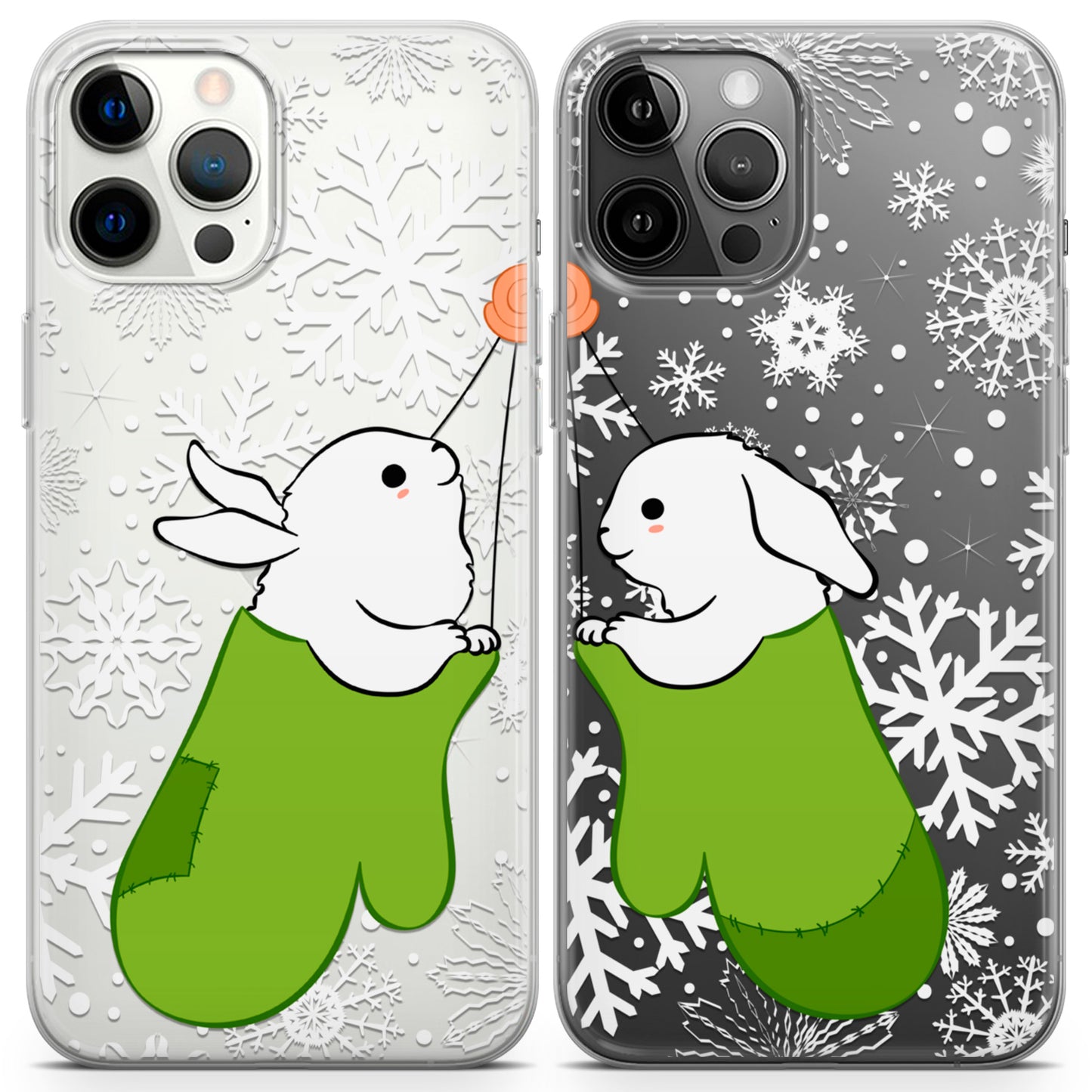 Cavka iPhone Couple Cases Winter Bunnies