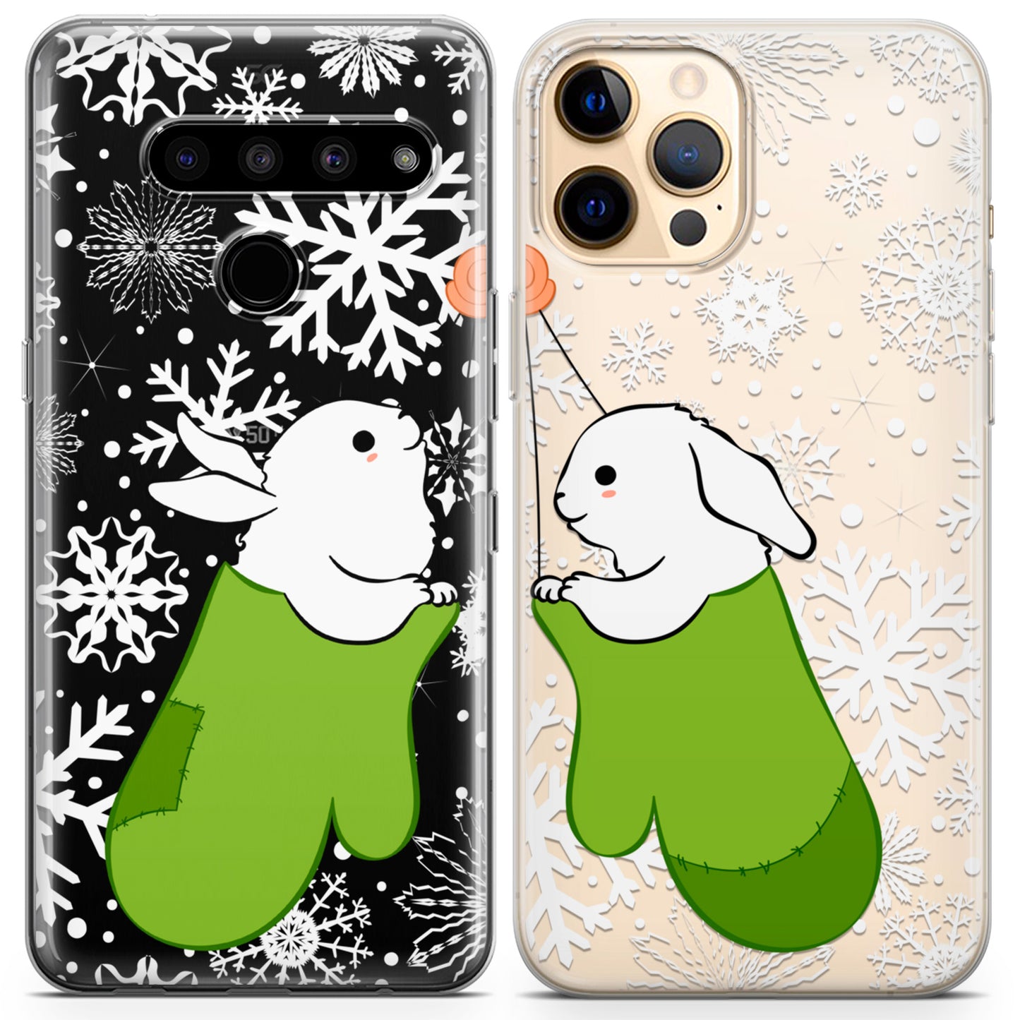 Cavka iPhone Couple Cases Winter Bunnies