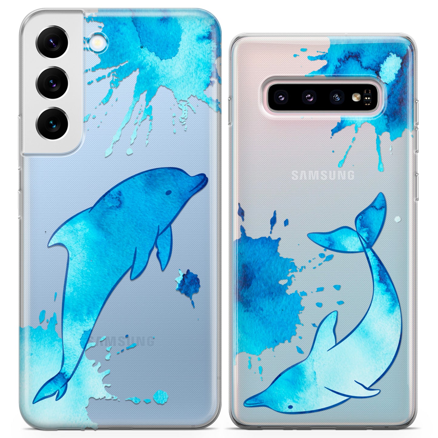 Cavka iPhone Couple Cases Watercolor Dolphins