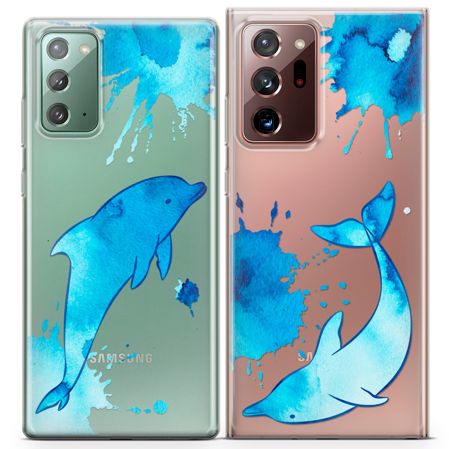 Cavka iPhone Couple Cases Watercolor Dolphins