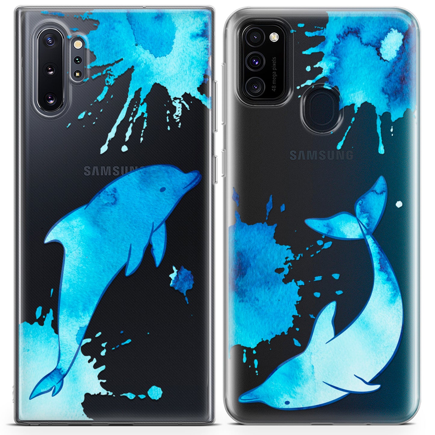 Cavka iPhone Couple Cases Watercolor Dolphins