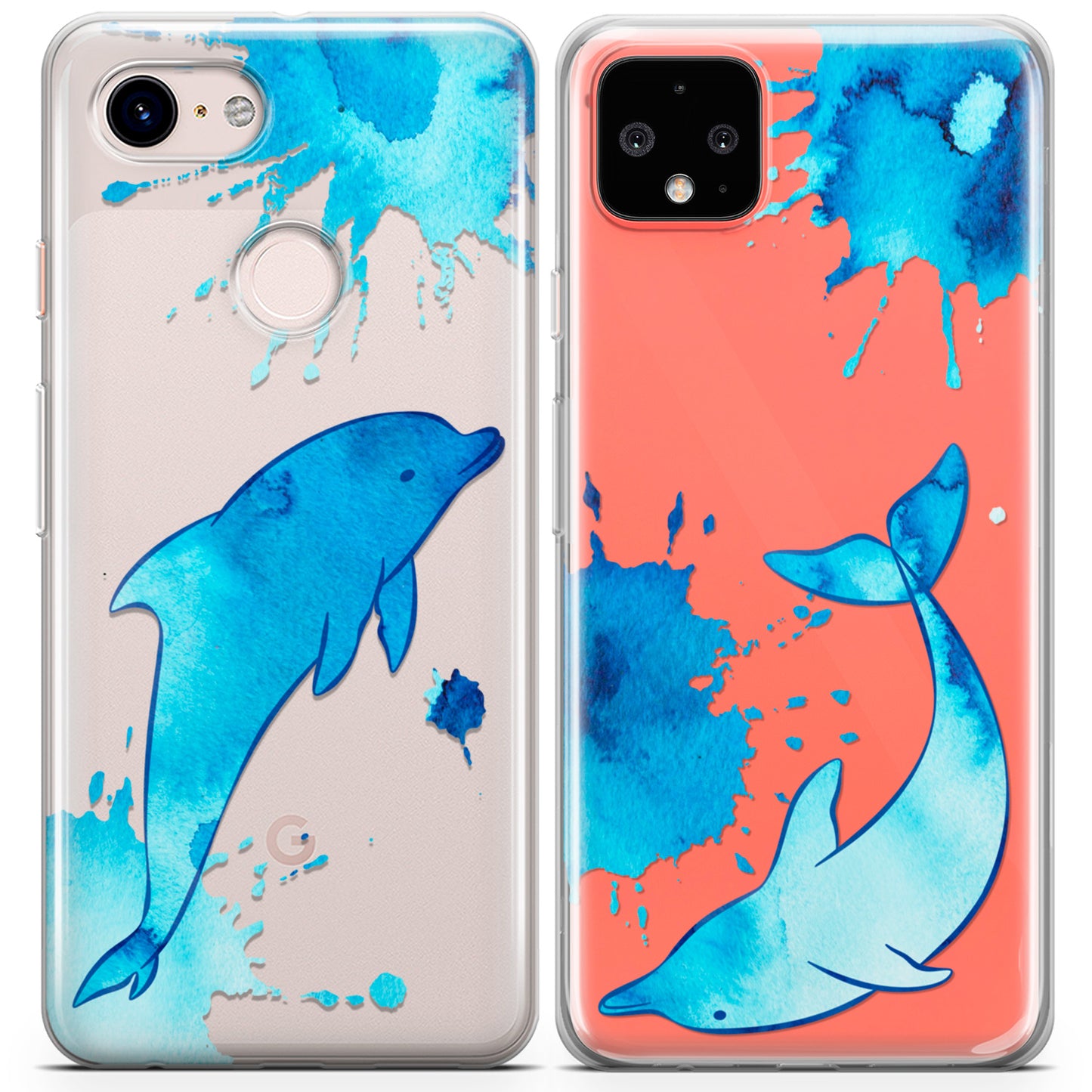 Cavka iPhone Couple Cases Watercolor Dolphins