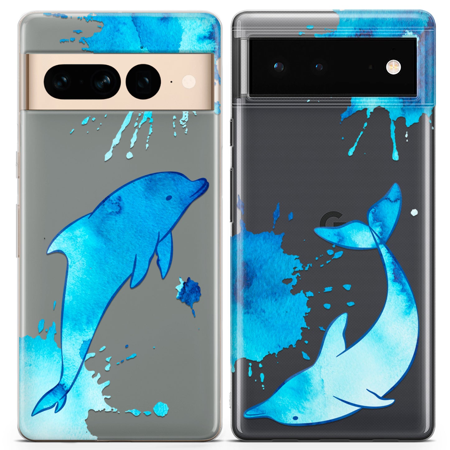 Cavka iPhone Couple Cases Watercolor Dolphins