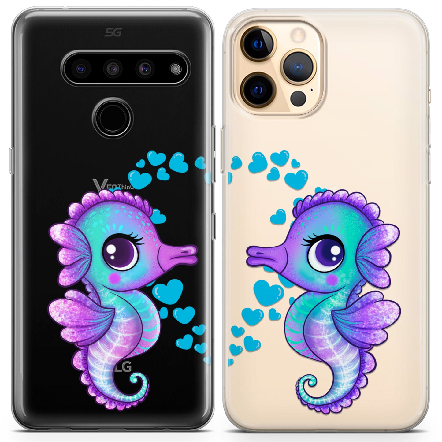 Cavka iPhone Couple Cases Kawaii Seahorses