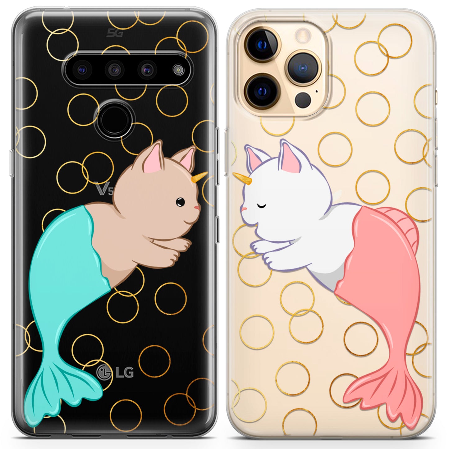 Cavka iPhone Couple Cases Kawaii Purrmaids