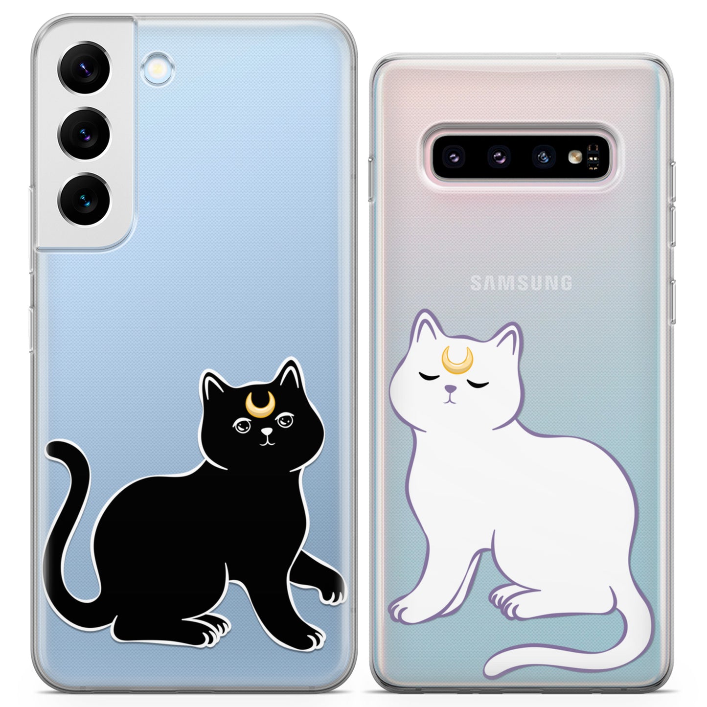 Cavka iPhone Couple Cases Black and White Cat