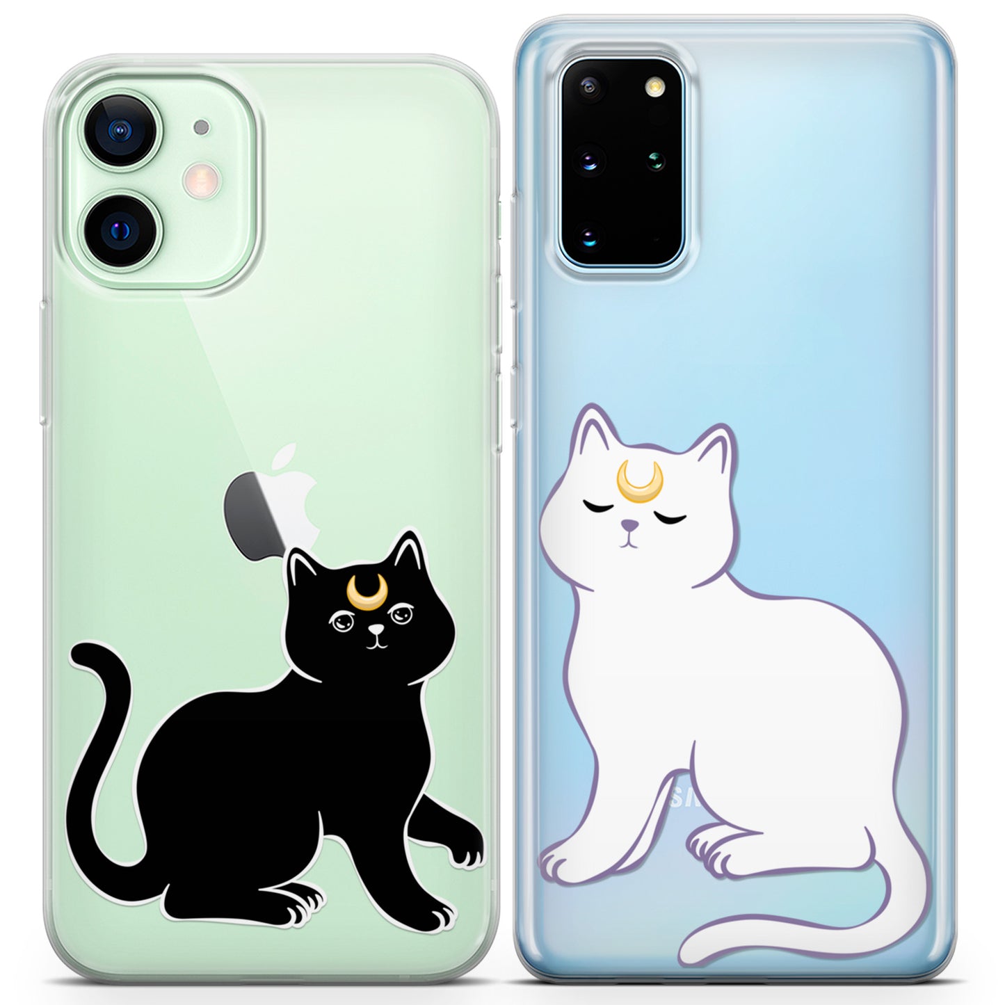 Cavka iPhone Couple Cases Black and White Cat