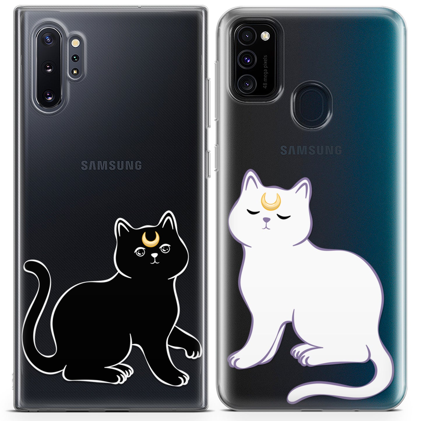 Cavka iPhone Couple Cases Black and White Cat