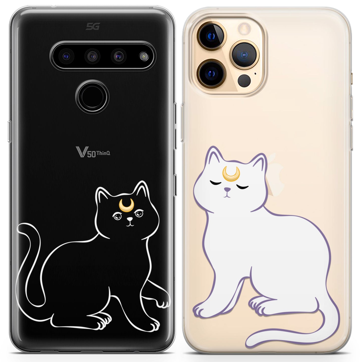 Cavka iPhone Couple Cases Black and White Cat