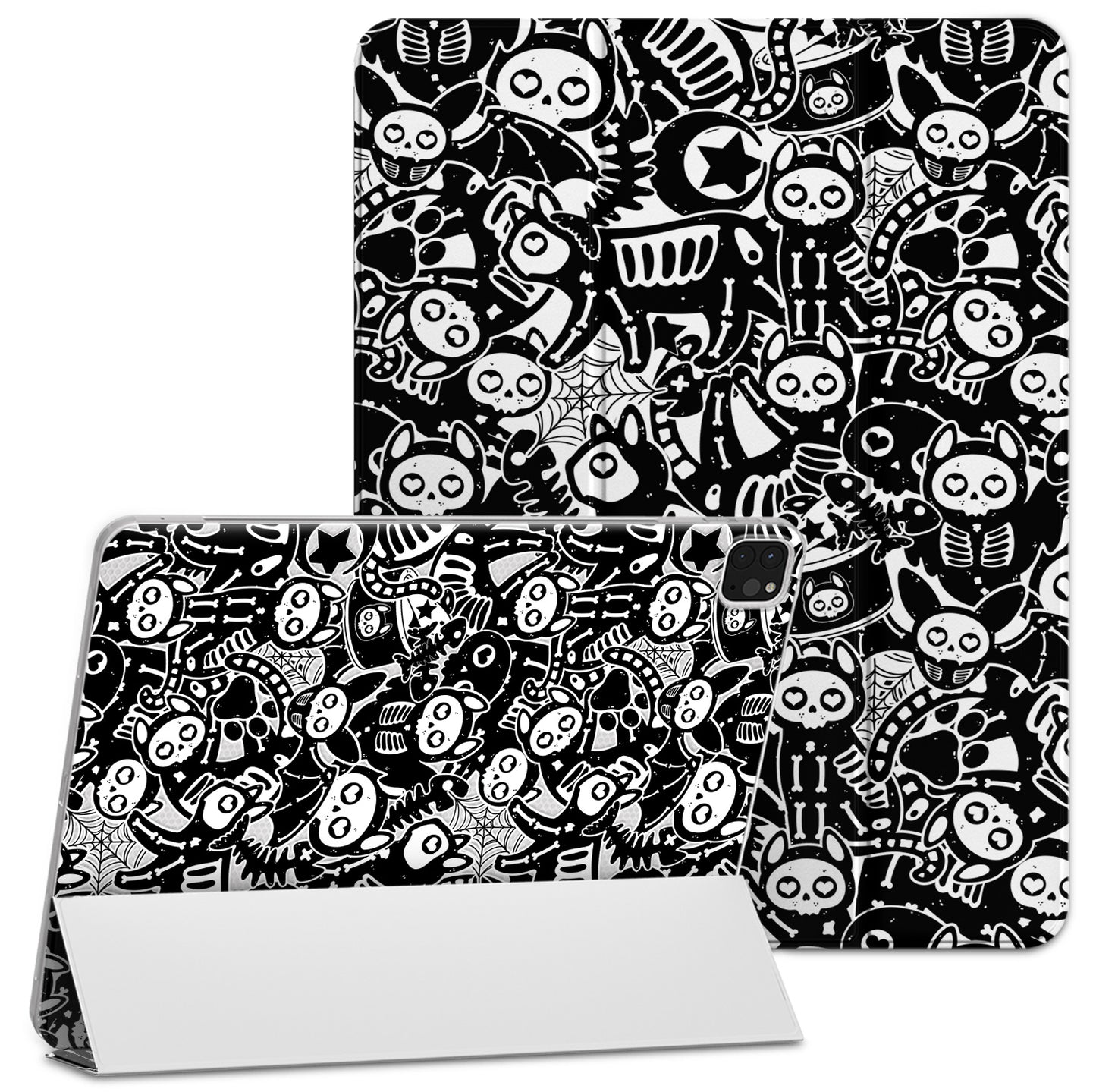 Cavka Apple iPad Smart Cover Black Funny Cat Skulls