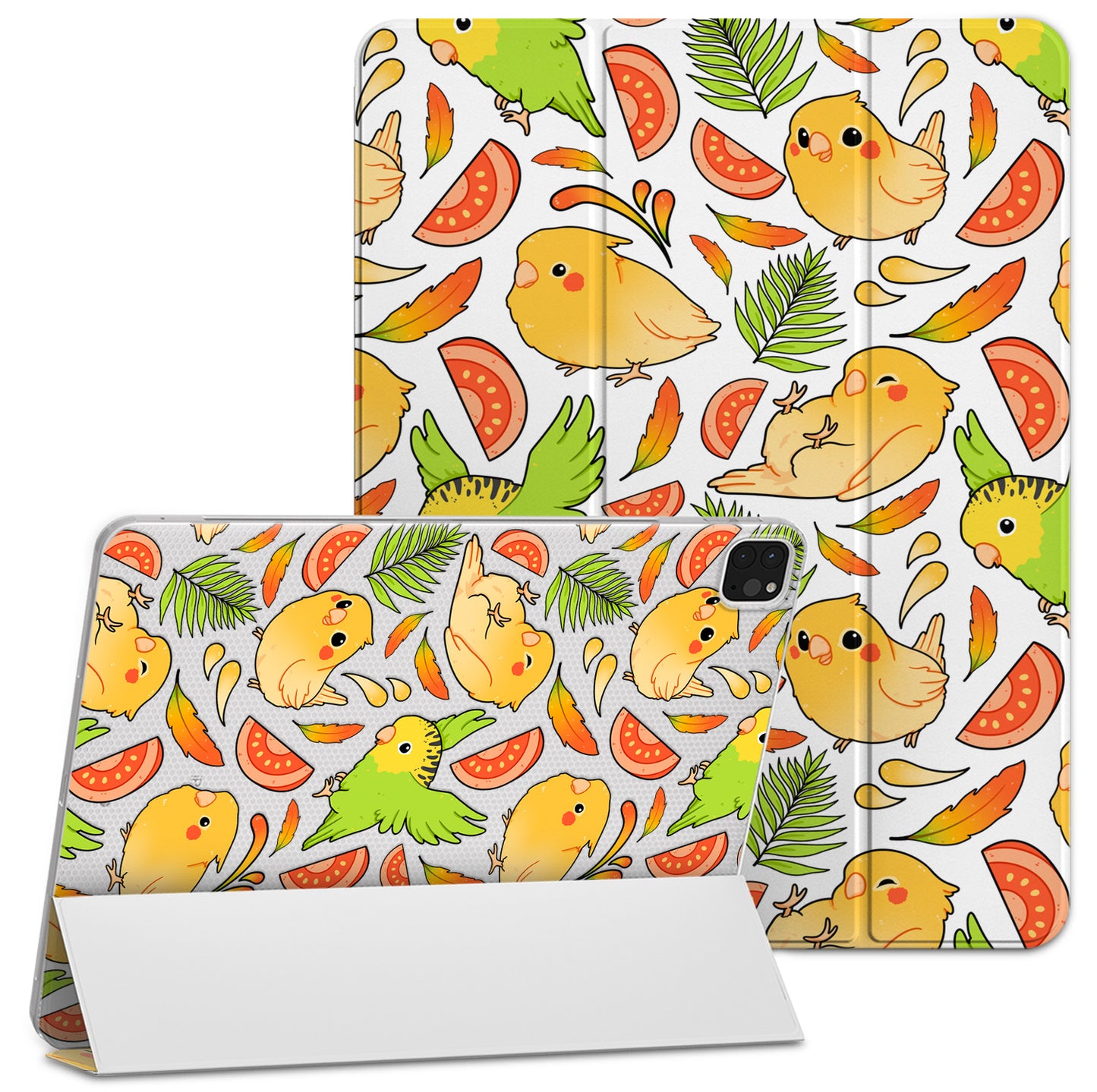 Cavka Apple iPad Smart Cover Yellow Kawaii Parrots