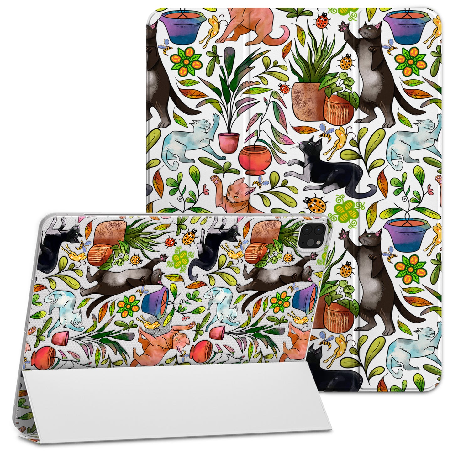 Cavka Apple iPad Smart Cover Black Cats and Plants