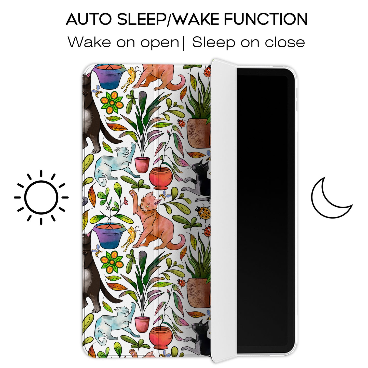 Cavka Apple iPad Smart Cover Black Cats and Plants