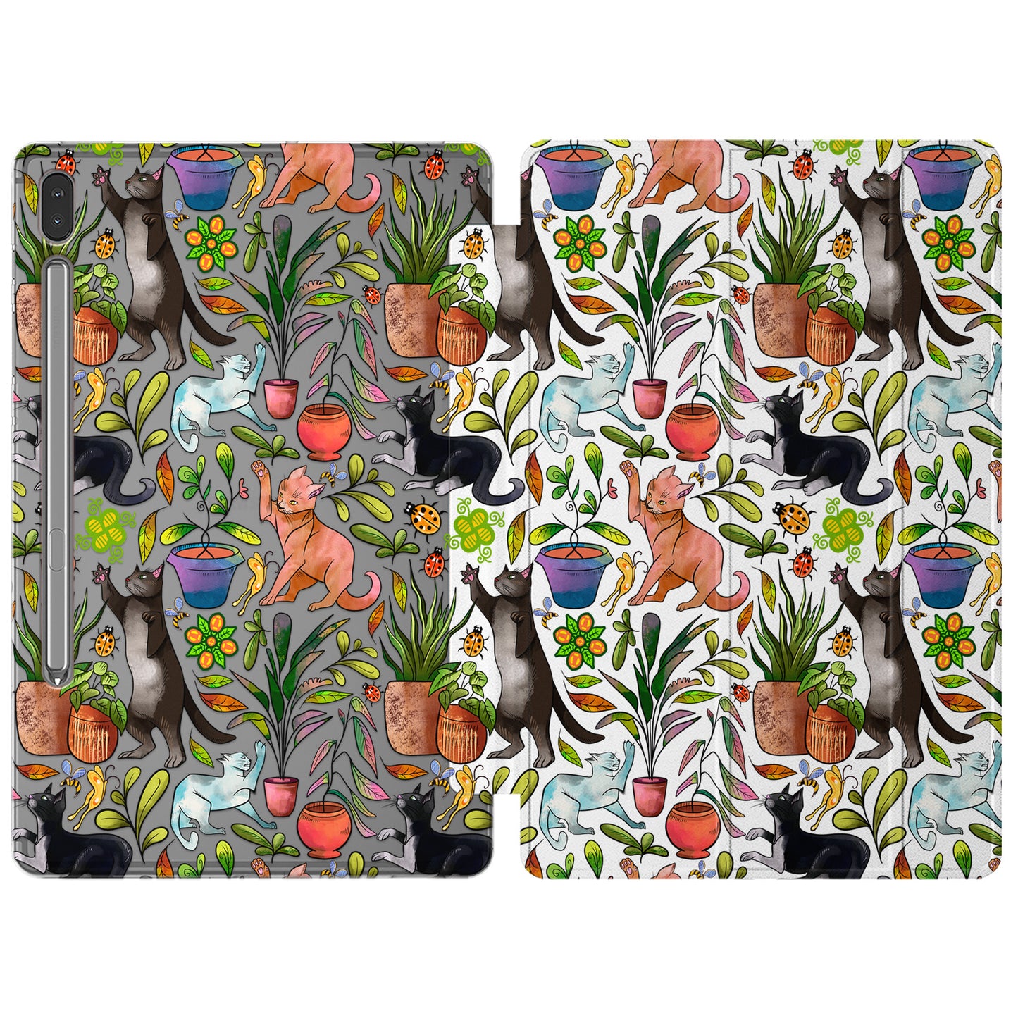 Cavka Apple iPad Smart Cover Black Cats and Plants