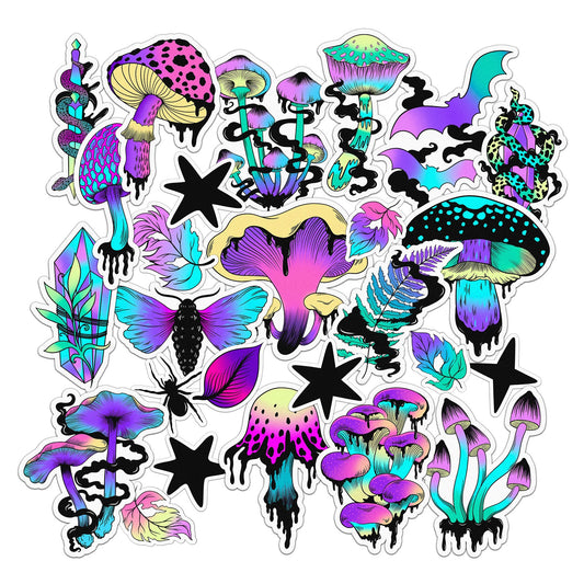 Cavka 30 PCS Sticker Pack for Laptop Trippy Mushrooms