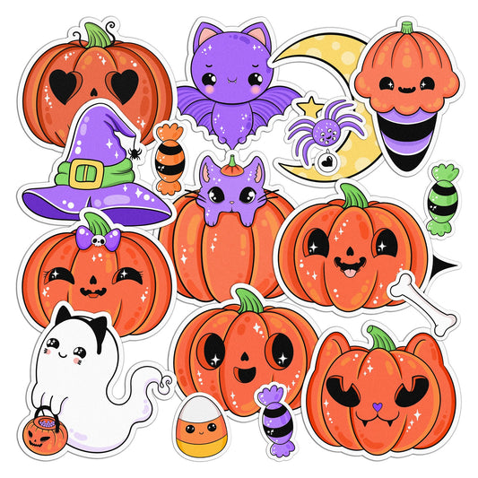 Cavka 19 PCS Sticker Pack for Laptop Spooky Pumpkins