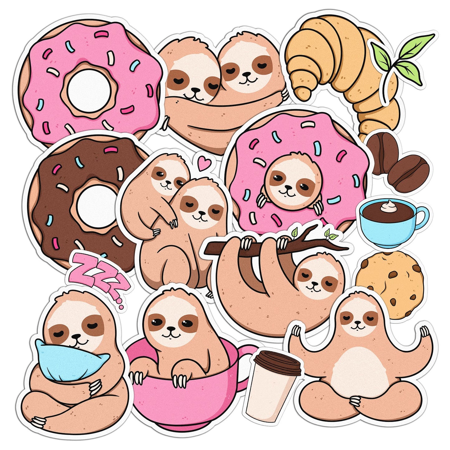 Cavka 16 PCS Sticker Pack for Laptop Sweet Sloths