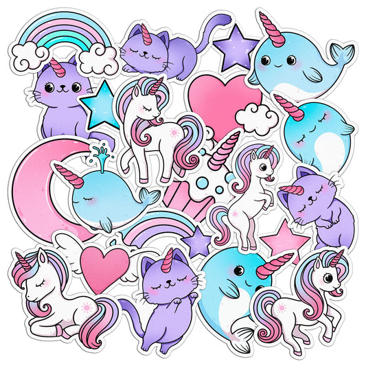 Cavka 22 PCS Sticker Pack for Laptop Cartoon Unicorn