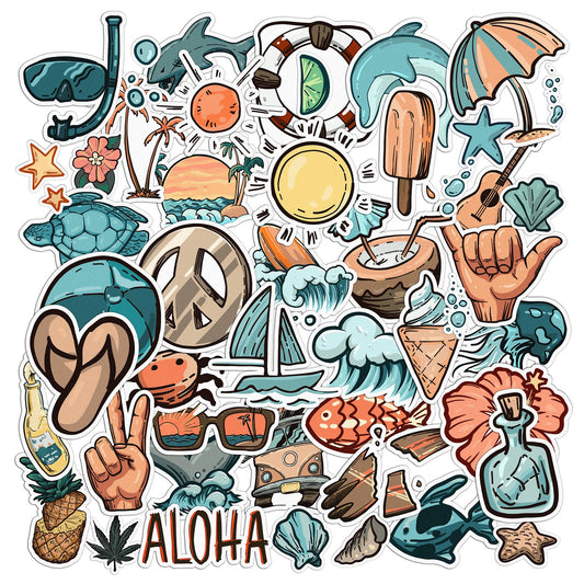 Cavka 49 PCS Sticker Pack for Laptop Hawaiian Vibes