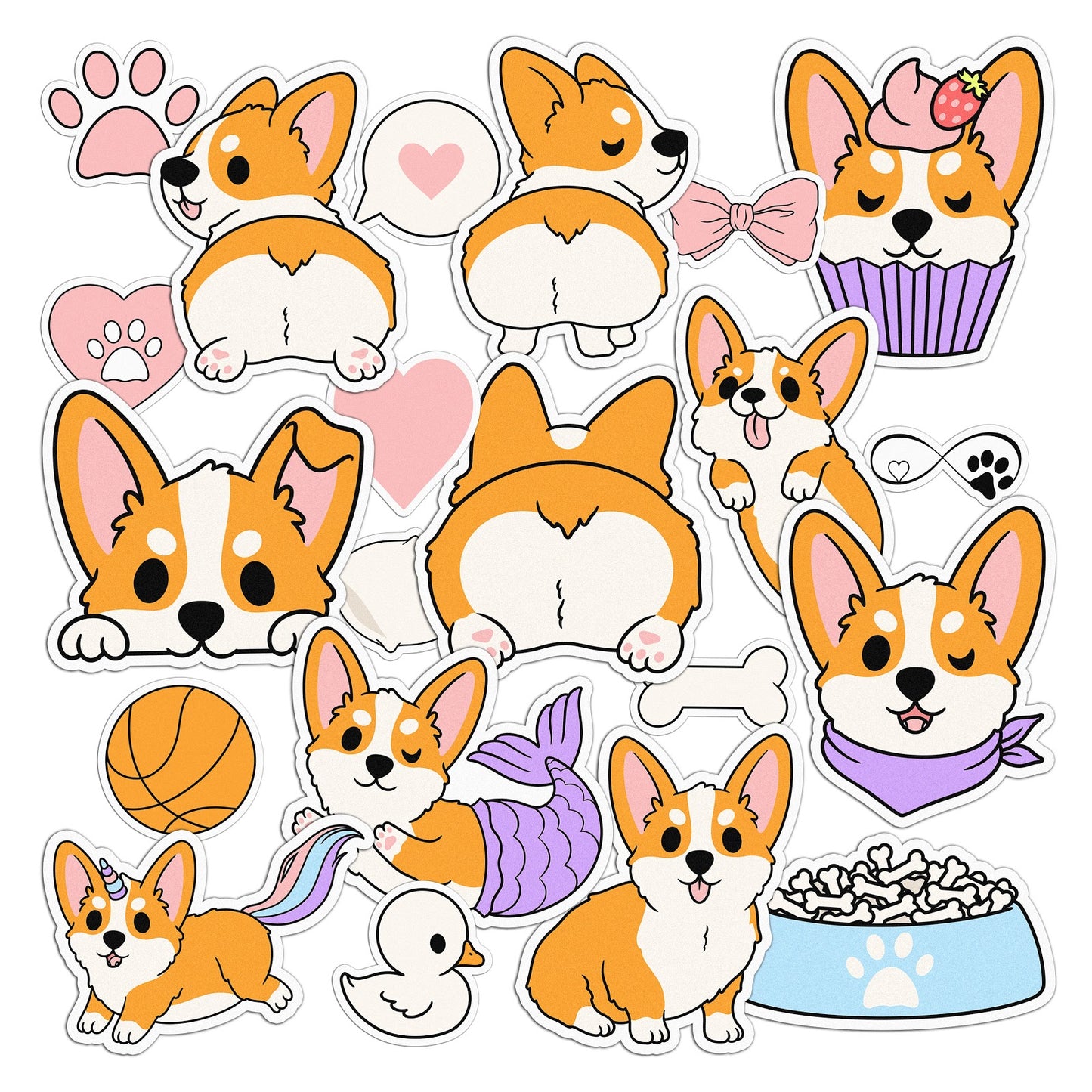 Cavka 22 PCS Sticker Pack for Laptop Corgi Pup