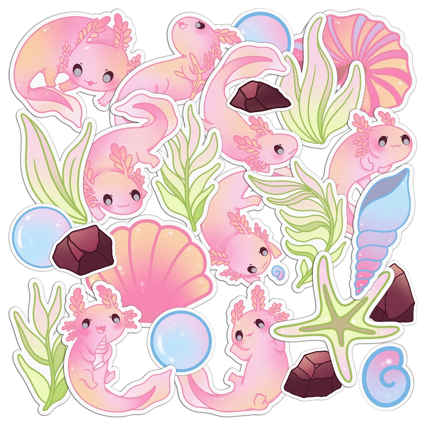 Cavka 25 PCS Sticker Pack for Laptop Baby Axolotl