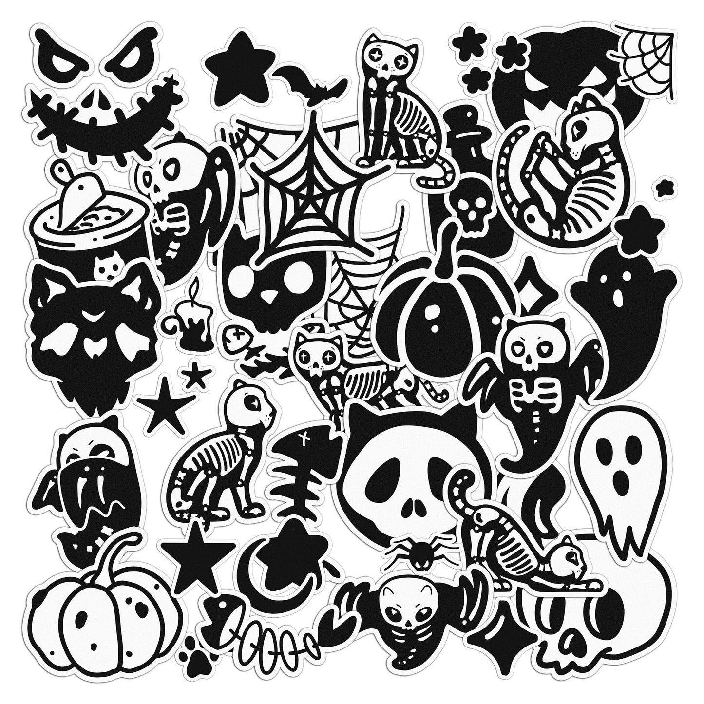 Cavka 43 PCS Sticker Pack for Laptop Cat Skeleton