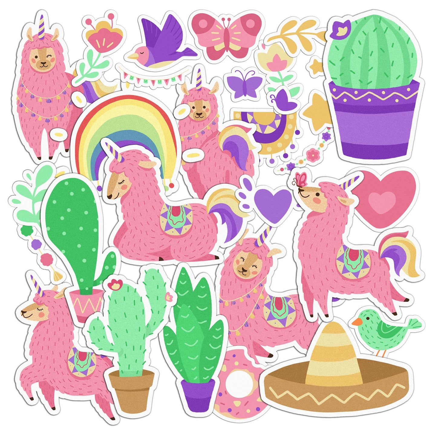 Cavka 31 PCS Sticker Pack for Laptop Pink Llamacorn