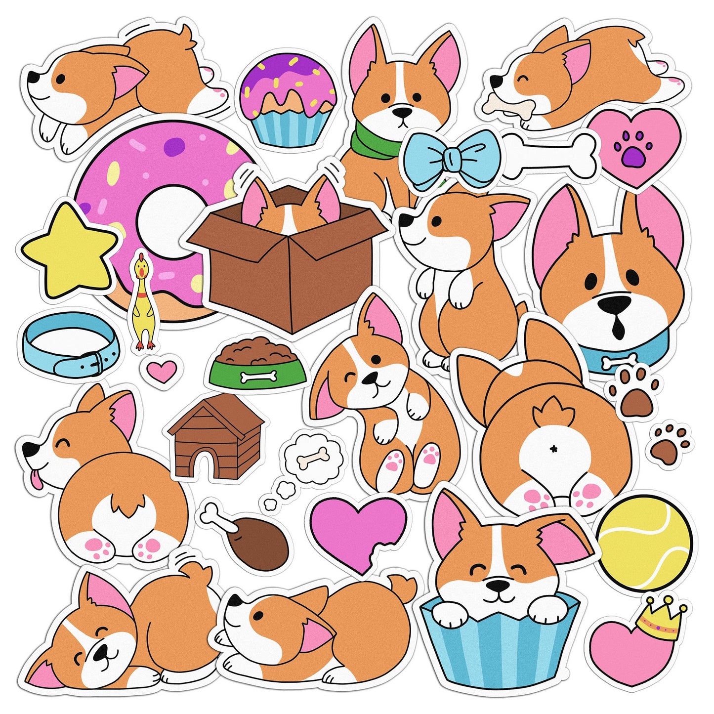 Cavka 32 PCS Sticker Pack for Laptop Happy Puppy