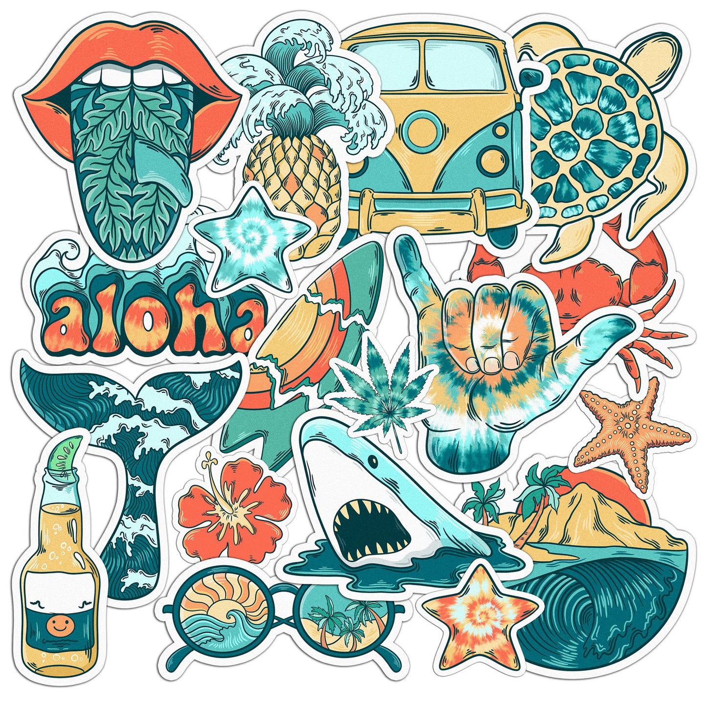 Cavka 19 PCS Sticker Pack for Laptop Aloha Vibes