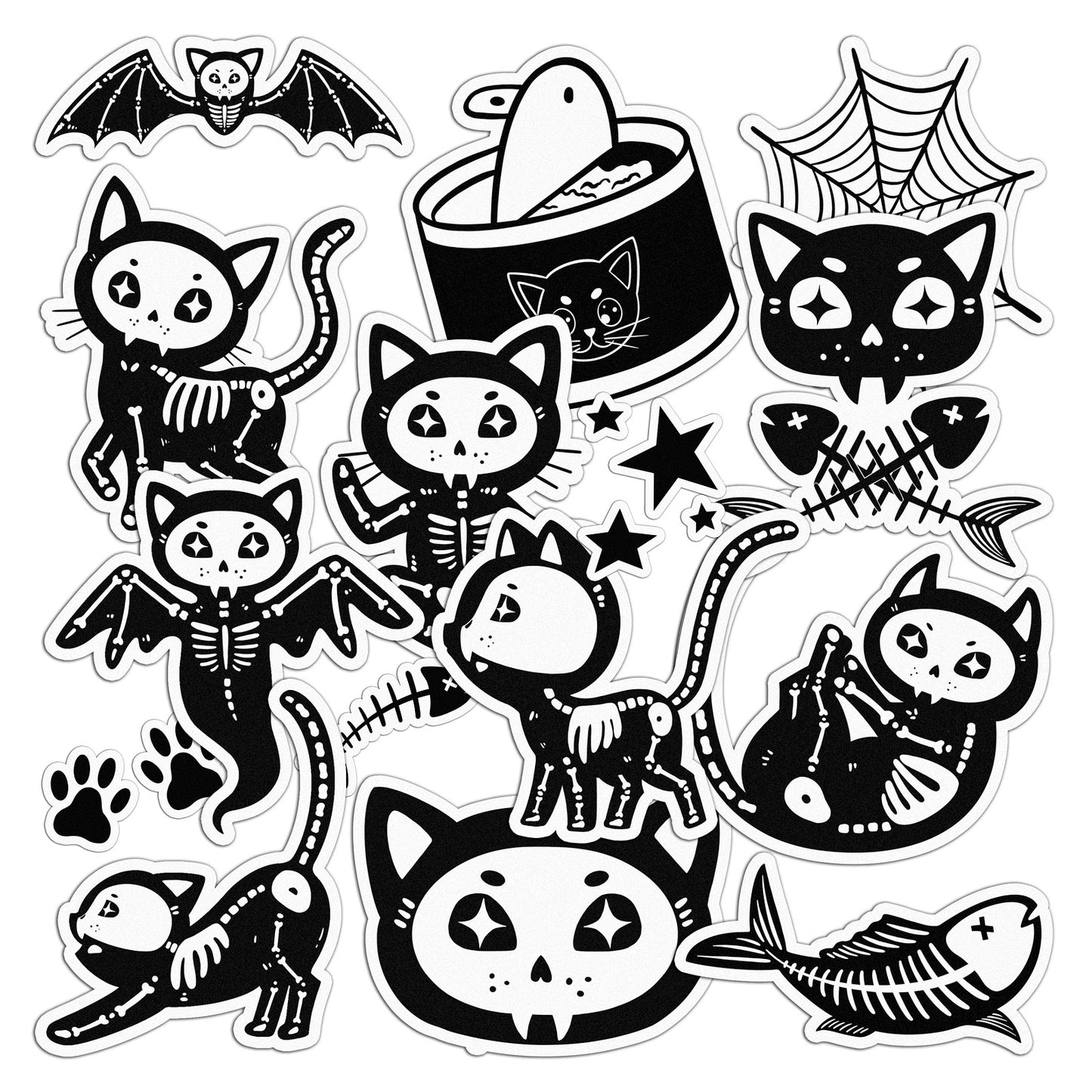 Cavka 14 PCS Sticker Pack for Laptop Spooky Cat