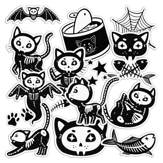 Cavka 14 PCS Sticker Pack for Laptop Spooky Cat