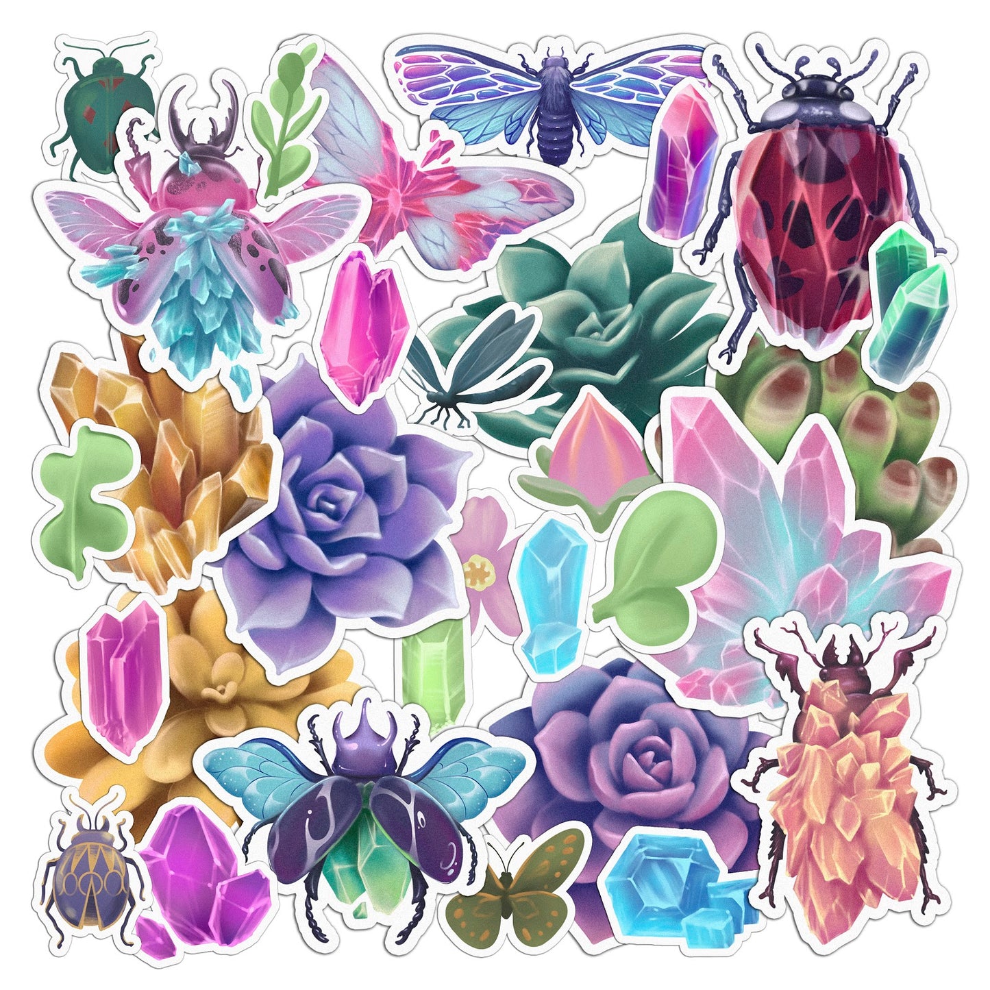 Cavka 31 PCS Sticker Pack for Laptop Crystal Bugs