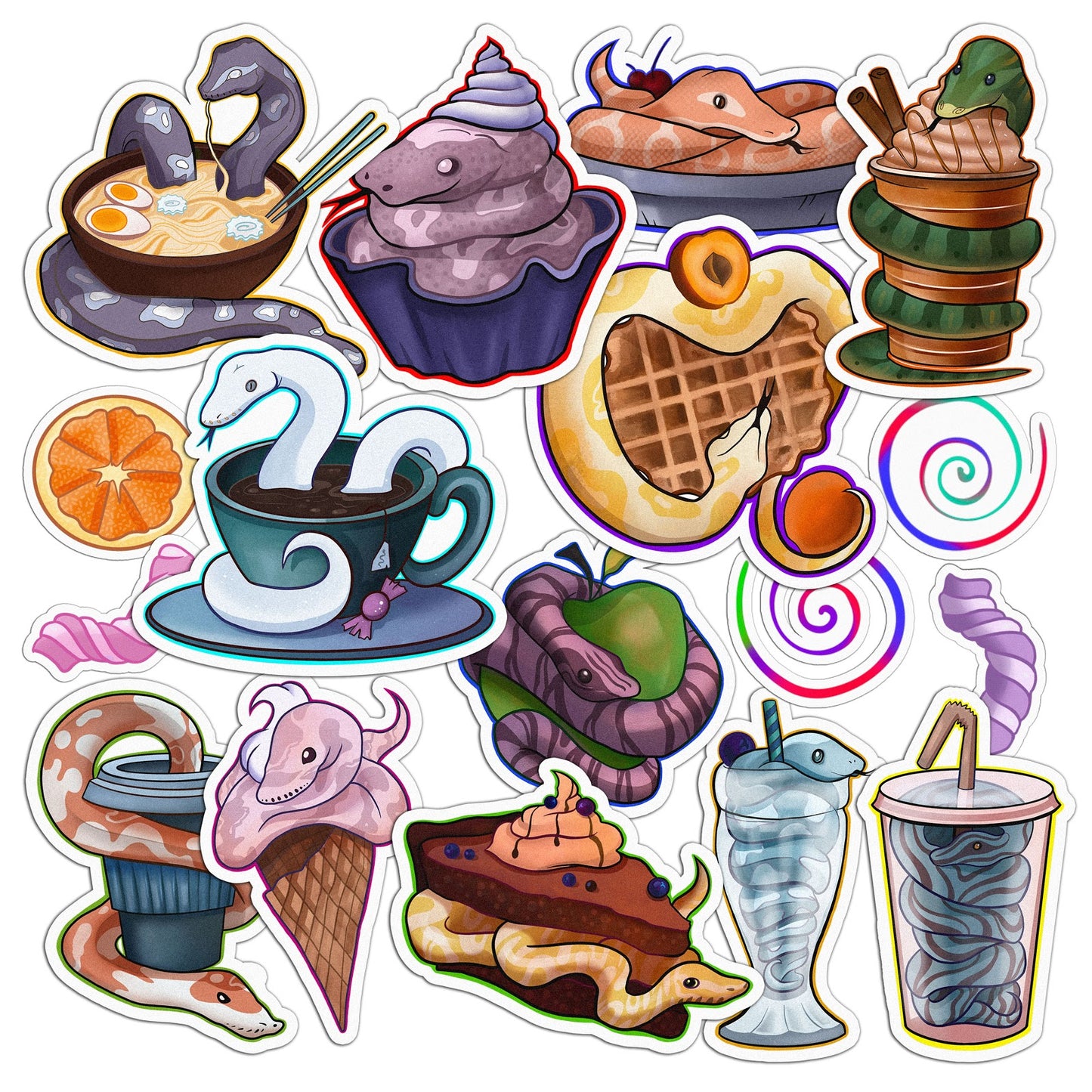 Cavka 18 PCS Sticker Pack for Laptop Tasty Python