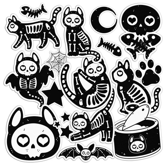 Cavka 18 PCS Sticker Pack for Laptop Cat Skull