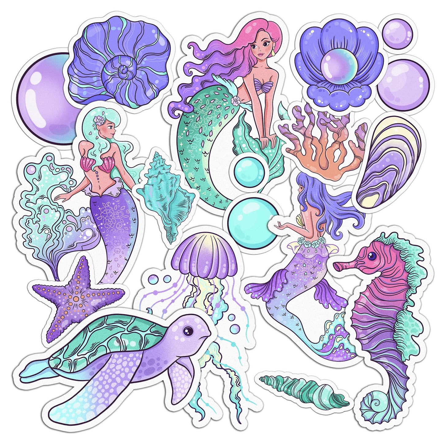 Cavka 16 PCS Sticker Pack for Laptop Pretty Mermaids