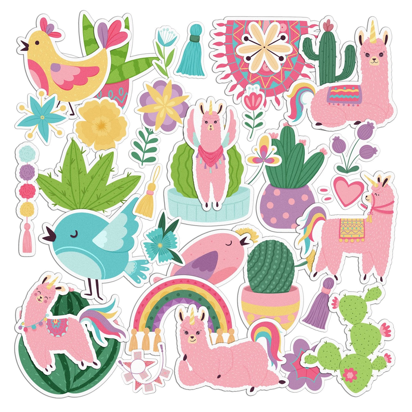 Cavka 37 PCS Sticker Pack for Laptop Pink Llama