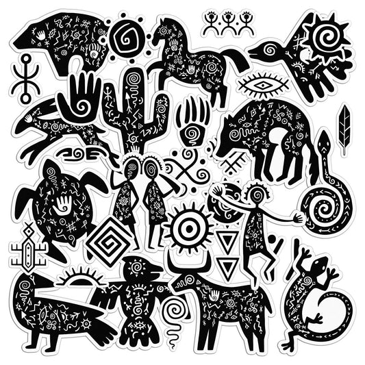 Cavka 34 PCS Sticker Pack for Laptop Tribal Art