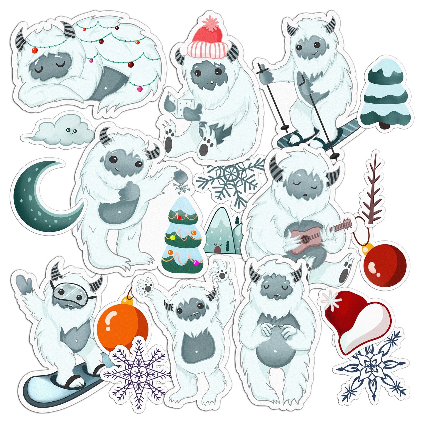 Cavka 20 PCS Sticker Pack for Laptop Snowy Yeti