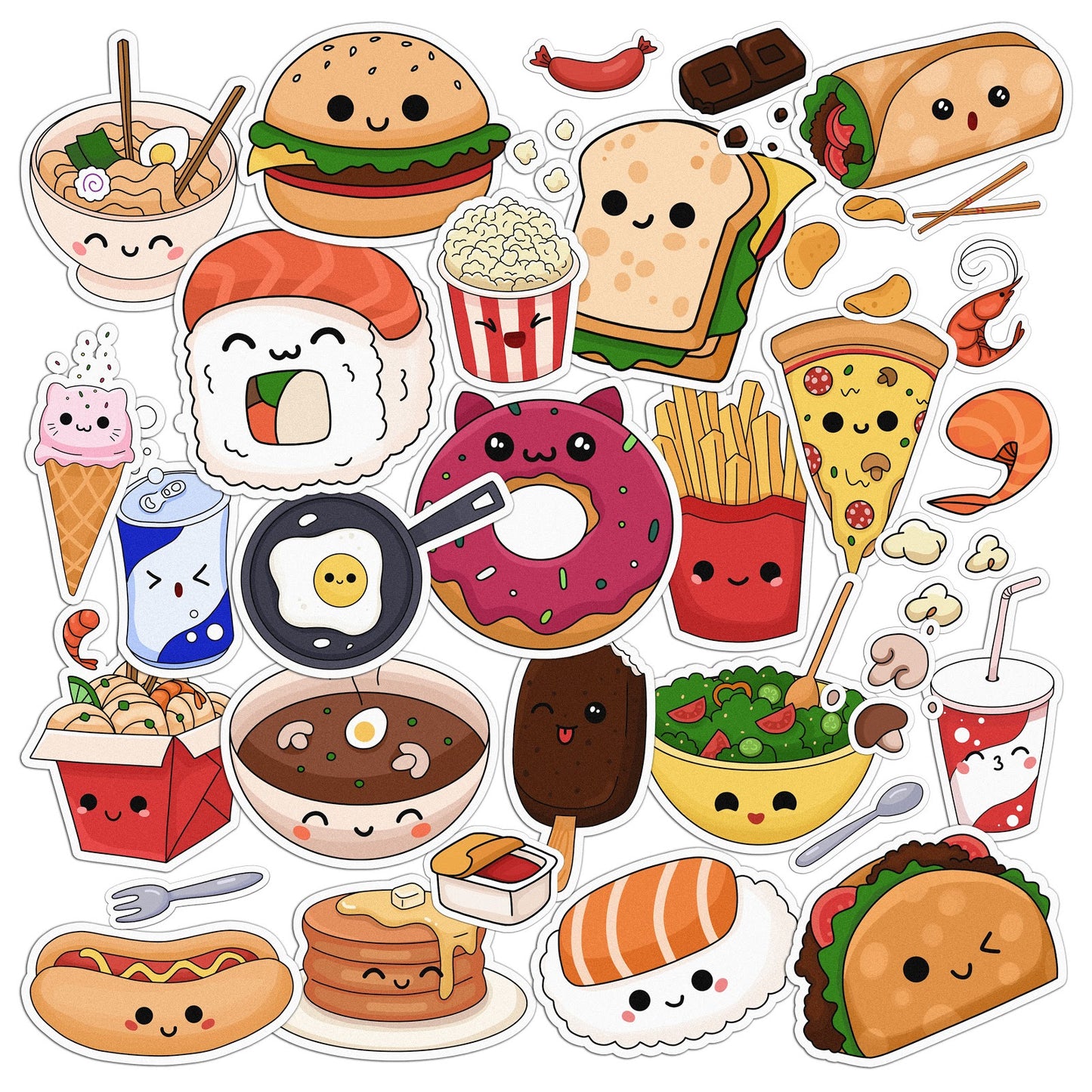 Cavka 33 PCS Sticker Pack for Laptop Kawaii Food