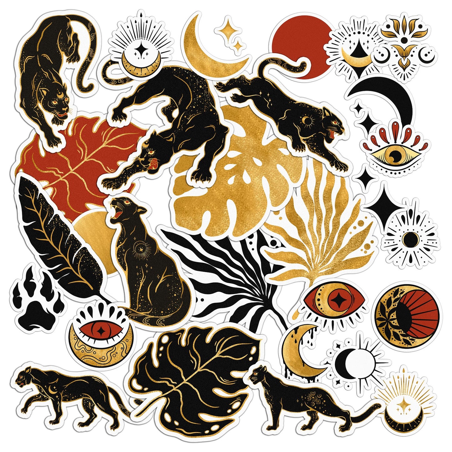 Cavka 30 PCS Sticker Pack for Laptop Classy Panther