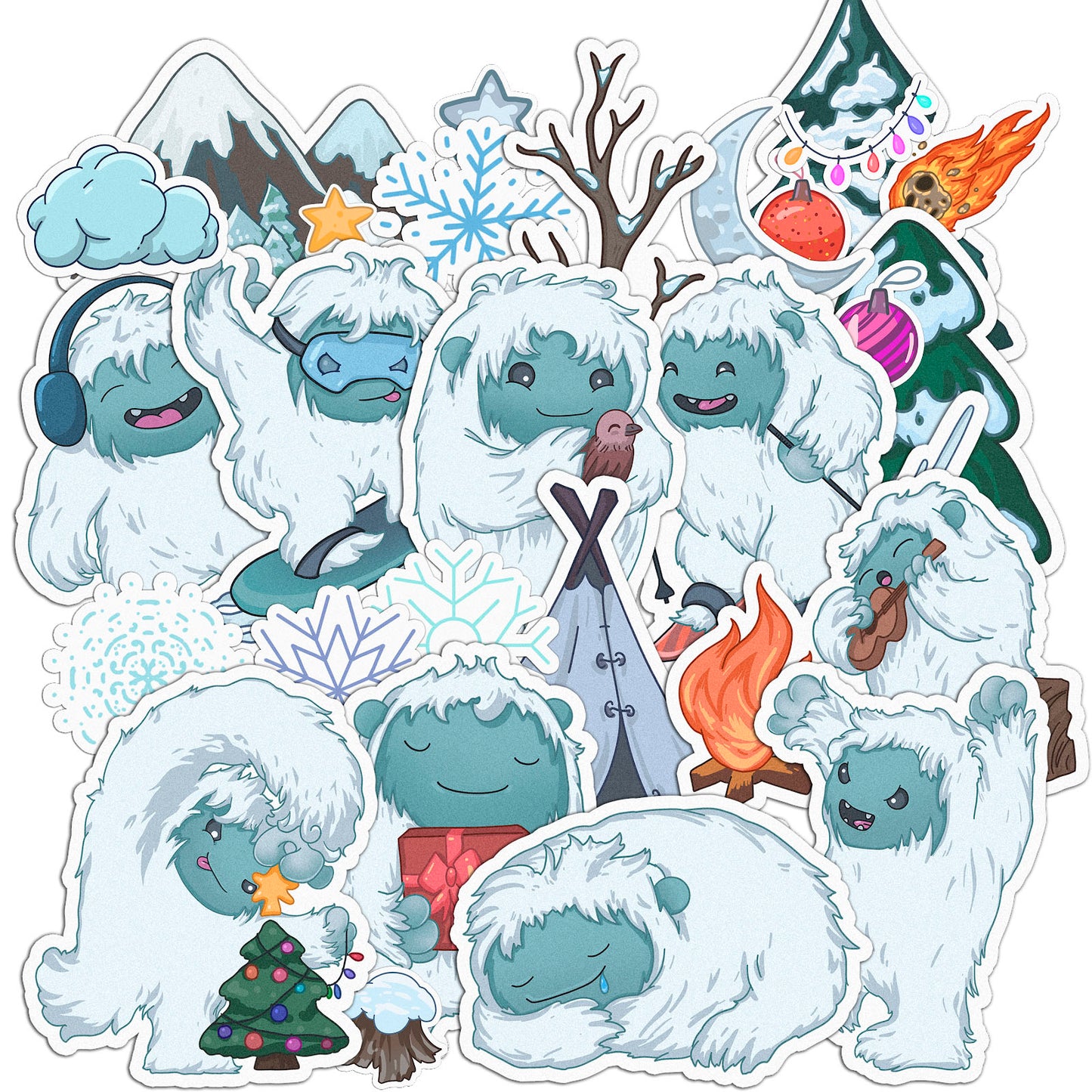 Cavka 26 PCS Sticker Pack for Laptop Winter Yeti