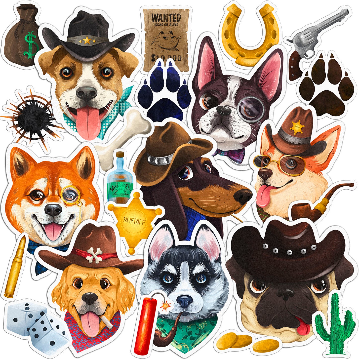 Cavka 24 PCS Sticker Pack for Laptop Cowboy Dogs