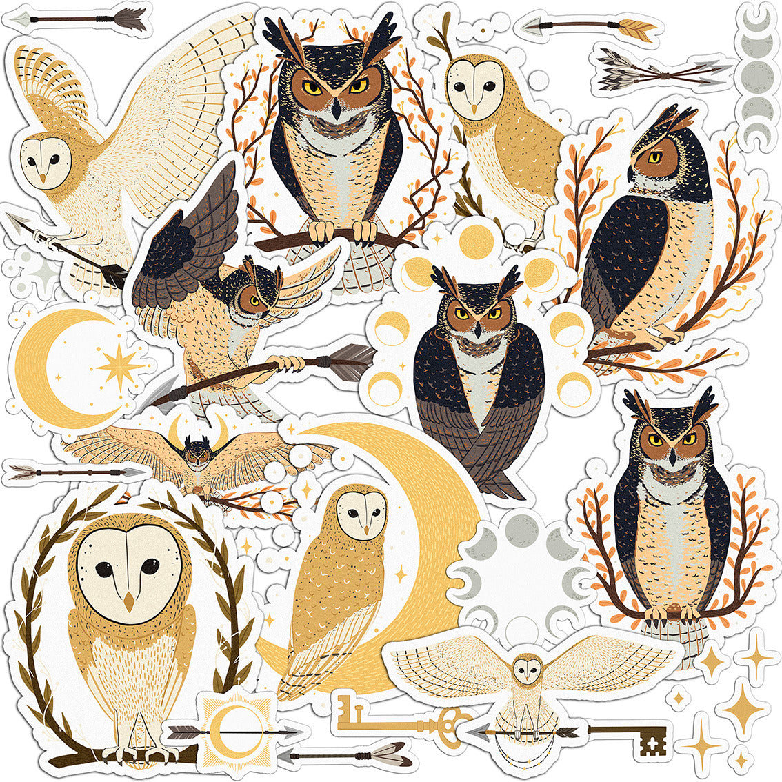 Cavka 27 PCS Sticker Pack for Laptop Night Owls