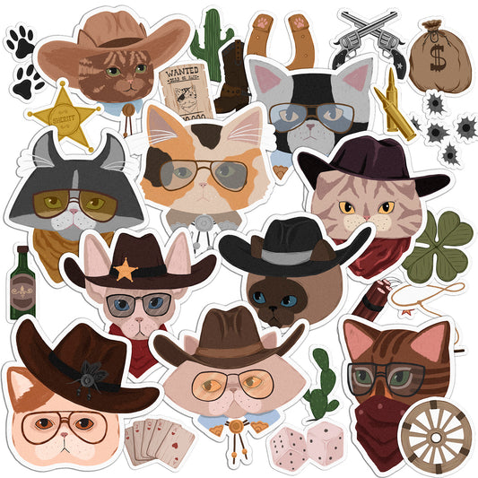 Cavka 27 PCS Sticker Pack for Laptop Western Cats