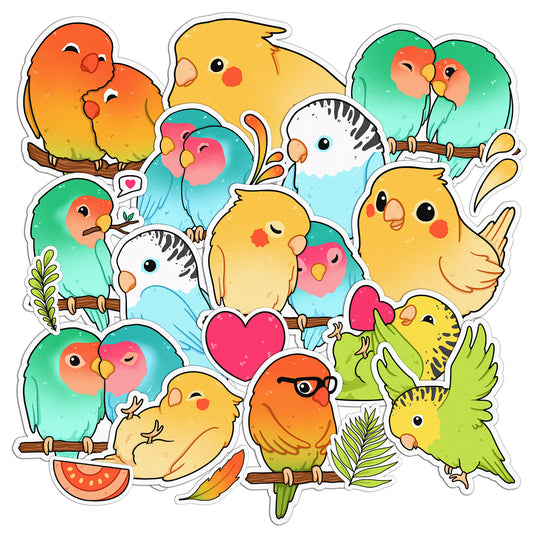 Cavka 24 PCS Sticker Pack for Laptop Kawaii Parrots