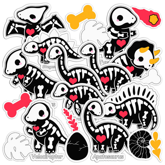 Cavka 20 PCS Sticker Pack for Laptop Dinosaur Skeletons